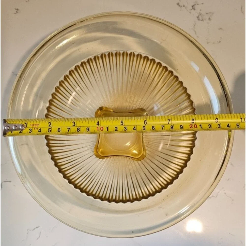 Federal Glass Set of 3 Mixing Bowls Amber/Yellow Ribbed